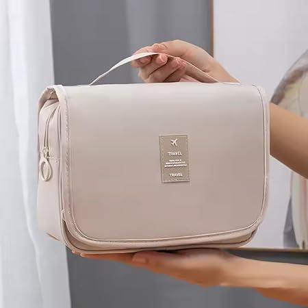 bolsa necessaire maquiagem cosmeticos feminina viagem com divisoria e cabide para pendurar organizador de maquiagem muito espaco para maquiagem shampoo perfumes higiene pessoal preto