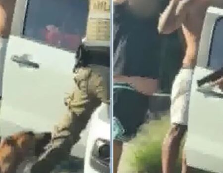 flagrante polemico policial atira na direcao de cachorro em abordagem em sc
