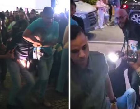 homens sao retirados por segurancas de evento com flavio bolsonaro em campinas