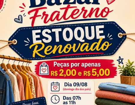 bazar fraterno do remanso renova estoque com pecas a precos simbolicos neste domingo