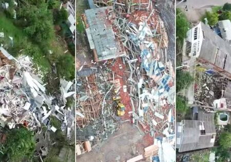 cidade do rs atingida por ventos de mais de 100 km h tem mais de 300 casas destelhadas fica sem sinal de celular e vive reconstrucao